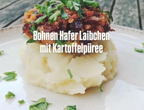 Bohnen Hafer Laibchen mit Kartoffelpüree